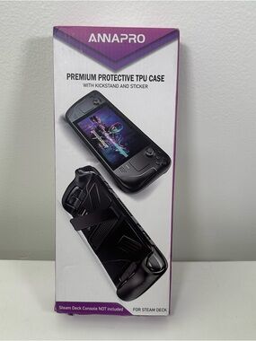 ANAPRO Steam Deck Case TPU Protective Cover w Kickstand Black Open Box